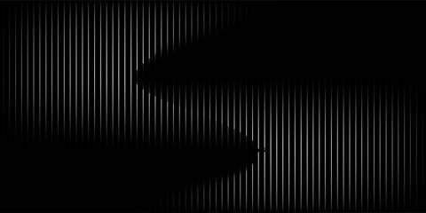 Naklejka premium Narrow black-white vertical lines. Symmetric geometric ornament. Striped seamless pattern, abstract wallpaper. Digital paper for textile print, page fill. Vector