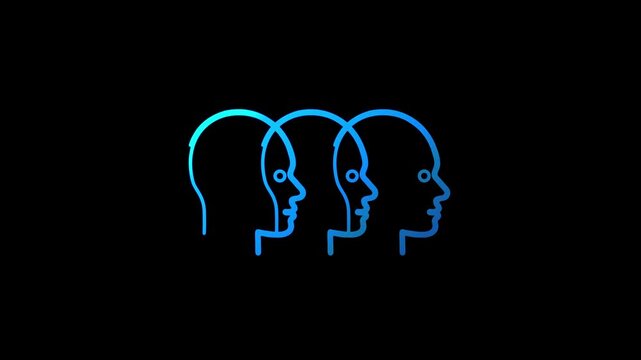 Artificial intelligence head ai line symbol loopable background. Cyber technology abstract concept icon seamless and loop simple animation.