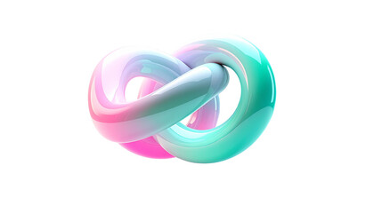 Naklejka premium Colorful, glossy torus knot, intersecting on a black background