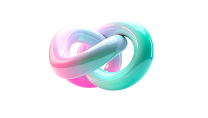Colorful, glossy torus knot, intersecting on a black background