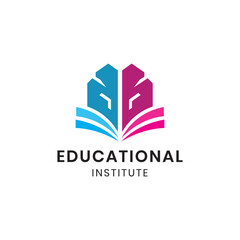 Timeless Academic Institute Logo Featuring Abstract Open Book, Minimal Flat Design for Education, Scholarship, Research, and Professional Academic Use