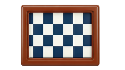 Brown Framed Blue and White Checkered Pattern