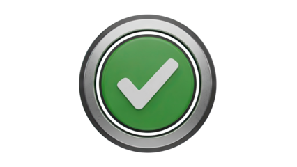 Green Checkmark Button with Metal Rim