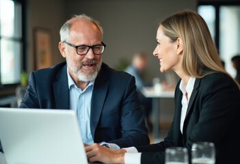 Fototapeta premium Business Meeting Between Two Professionals Engaged in Conversation