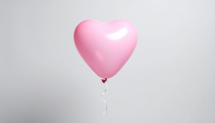 A minimalist Valentine's Day background material with pink heart balloons floating on a clean background