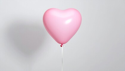 A minimalist Valentine's Day background material with pink heart balloons floating on a clean background