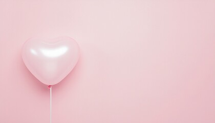 A minimalist Valentine's Day background material with pink heart balloons floating on a clean background
