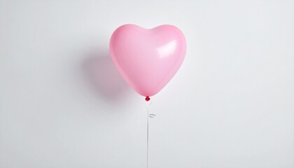 A minimalist Valentine's Day background material with pink heart balloons floating on a clean background