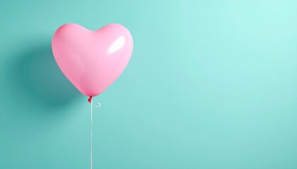 A minimalist Valentine's Day background material with pink heart balloons floating on a clean background