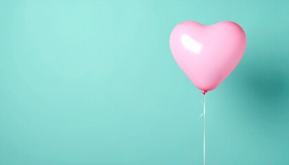 A minimalist Valentine's Day background material with pink heart balloons floating on a clean background