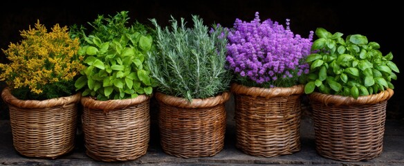 vibrant bins filled with fresh fragrant herbs available for purchase