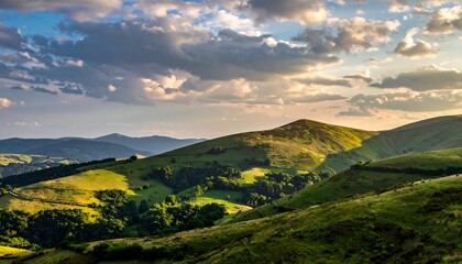 Rolling Hills at Sunset - A Serene Landscape View.