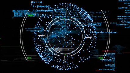 Digital data processing and cybersecurity animation over programming code background - Powered by Adobe