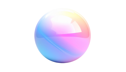 A glossy sphere displaying a gradient of pastel colors against black