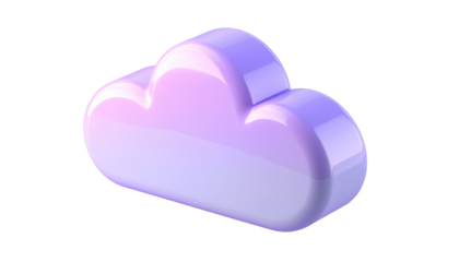 3D rendered, glossy, pastel-colored cloud on a stark black background