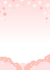春の桜が舞うピンク色の背景イラスト