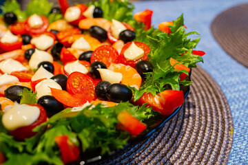 salad with shrimp and fresh herbs. a festive treat.