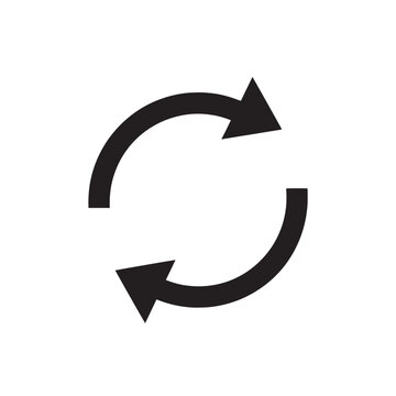 Circular refresh arrows icon illustrating synchronization and recycling in graphic design.