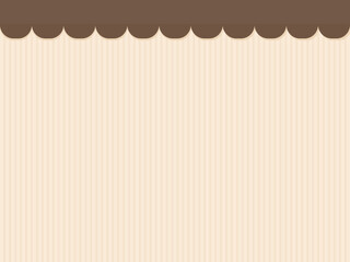 カフェ風テントの屋根・オーニング付き背景素材｜ベージュのストライプ柄シンプルデザイン