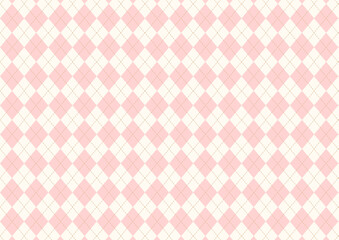 ピンクとアイボリーのアーガイル柄パターン背景｜バレンタイン・ホワイトデー・春の背景