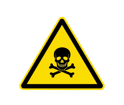 Warning Symbol Skull And Crossbones Danger Sign Yellow Triangle Black Background - Powered by Adobe