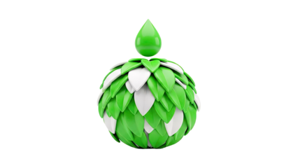 Stylized Green Hop Cone with Droplet