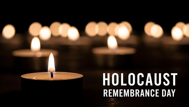A solemn tribute for holocaust remembrance day with glowing candles