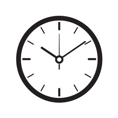 Minimal round clock icon showing time for design and branding purposes with clean, modern lines.