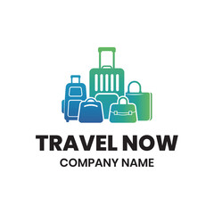 Fototapeta premium Modern Professional Travel Agency Logo Featuring Flat Luggage Abstract Shapes, Ideal for Adventure, Trip Planning, Tourism, and Transport Branding Needs