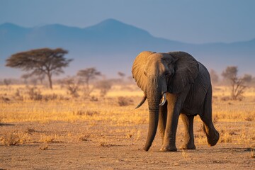 Wildlife photograph of an elephant in a South African savanna