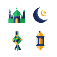 Islamic religious symbols and objects for Eid alFitr celebration.