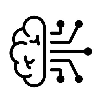 Artificial intelligence brain network icon representing machine learning, neural networks, data processing, and smart technology systems.
