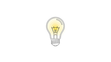 Obraz premium Simple Line Drawing of Illuminated Light Bulb.