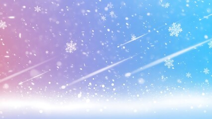 Snowflakes Falling on Gradient Sky Background falling snow blue pink