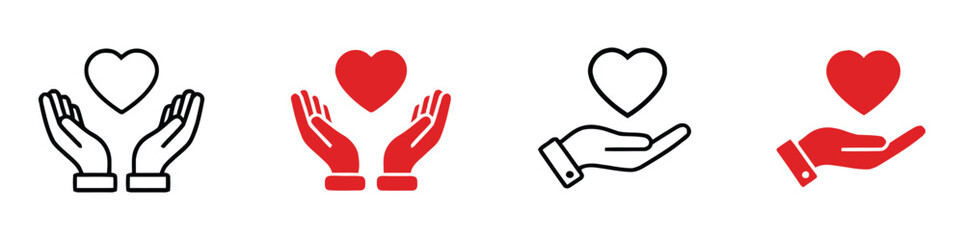 Hand holding heart icon simple flat trend modern graphic design abstract, Flat vector illustration for charity donation healthcare and love concepts © Stockxy