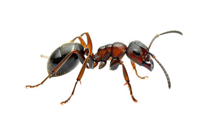 Fototapeta premium Macro Shot Of A Red And Black Ant On Transparent Background For Scientific Study And Educational Resources About Insects And Wildlife