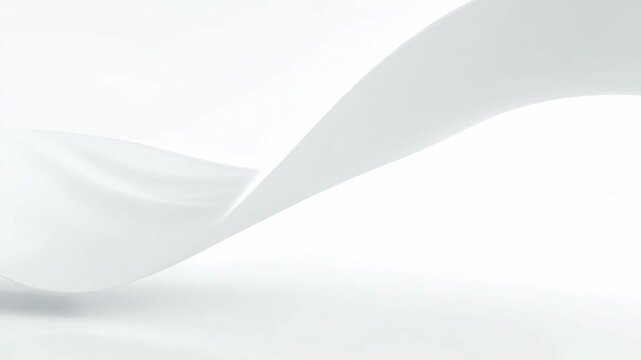 Abstract white wave shape on a white background, creating a smooth and elegant design.