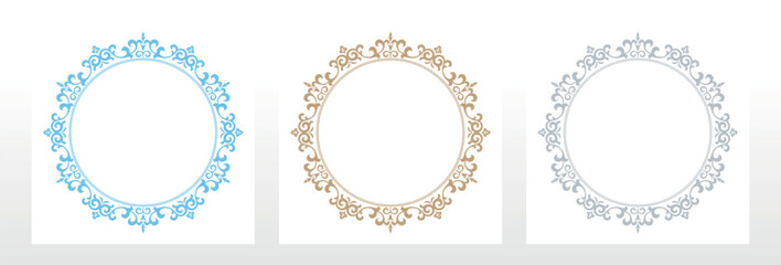 Obraz premium Set of decorative frames Elegant vector element for design in Eastern style, place for text. Floral colored borders. Lace illustration for invitations and greeting cards