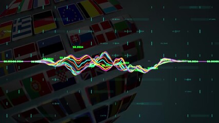 Animation of scope scanning and data processing over empty office - Powered by Adobe
