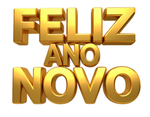 Feliz Ano Novo gold 3d text isolated on transparent background PNG