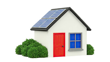 House with Solar Panels and Red Door
