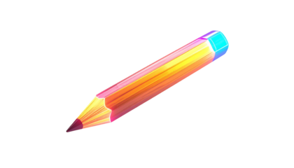 A vibrant, glowing, colored pencil isolated against a stark black backdrop