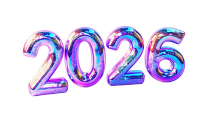 Holographic numbers "2026" float against a black background