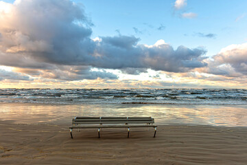 Scenic beach view in Jurmala, Latvia during a tranquil evening