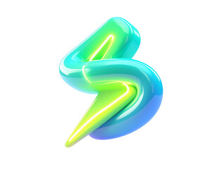 Twisted 3D abstract shape, glossy with gradients on black background