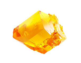 Golden crystal, angular and faceted against a black void