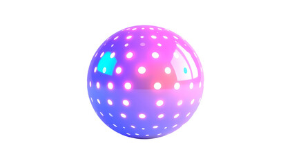 Shiny sphere with glowing dots, iridescent colors against a black backdrop