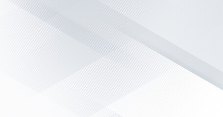 Elegant light grey and white abstract illustration with diagonal stripes and soft gradients. Minimal 3D geometric background for technology, corporate branding, business presentations and premium