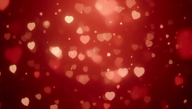Romantic Red Heart Bokeh Particles Floating Motion Background - Powered by Adobe