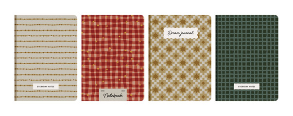 Modern geometric notebook cover set - minimalist geometric seamless pattern surface designs for stationery, journals, and digital planners